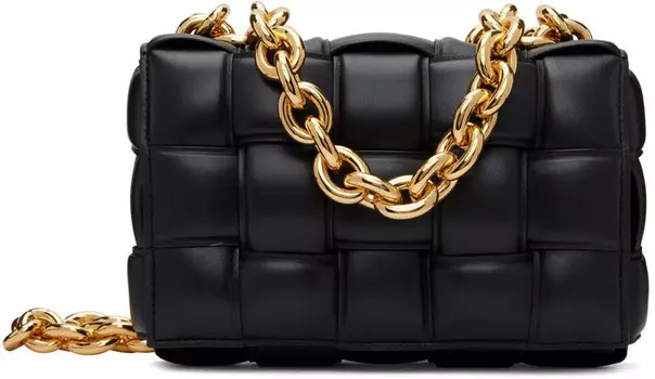 Черная стеганая сумка-кассета с цепочкой Bottega Veneta