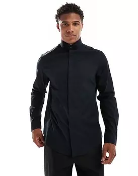 Черная структурированная рубашка классического кроя ASOS DESIGN