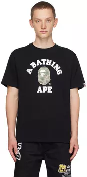 Черная студенческая футболка BAPE
