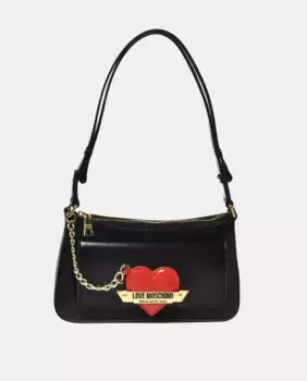 Черная сумка-багет с мини-зеркалом в форме сердечка Love Moschino