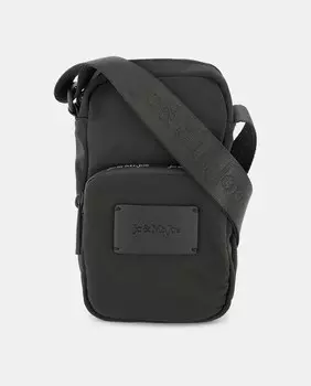 Черная сумка через плечо на молнии и регулируемой ручке Jo & Mr. Joe, черный