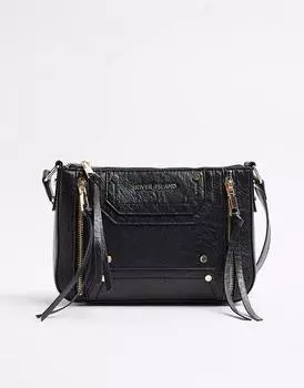 Черная сумка через плечо на молнии River Island
