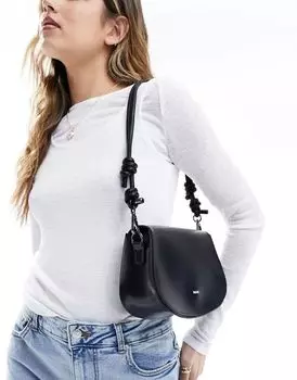 Черная сумка через плечо PASQ с веревочной отделкой