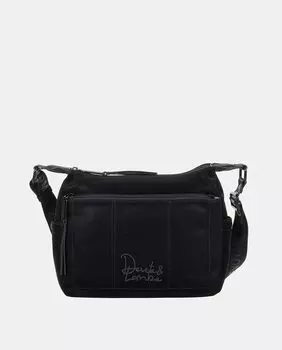 Черная сумка через плечо персикового цвета на молнии Devota & Lomba, черный
