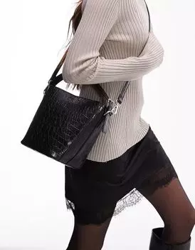 Черная сумка через плечо под крокодила Topshop Cia