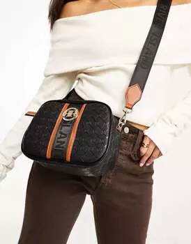 Черная сумка через плечо River Island с монограммой