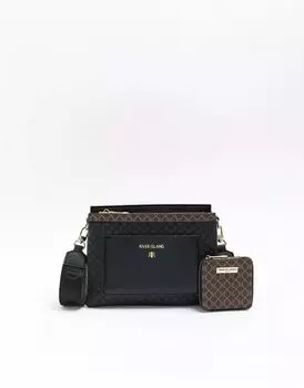 Черная сумка через плечо River Island с контрастной отделкой