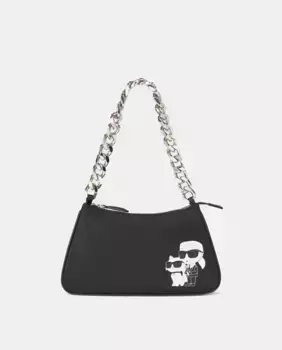 Черная сумка через плечо с культовой деталью бренда Karl Lagerfeld, черный