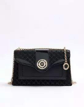 Черная сумка через плечо с монограммой River Island Ri
