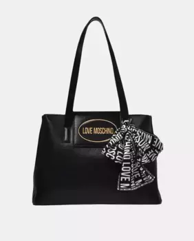 Черная сумка через плечо с шарфом и молнией Love Moschino