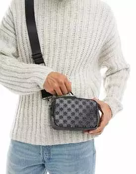 Черная сумка через плечо с тисненым шахматным узором ASOS DESIGN