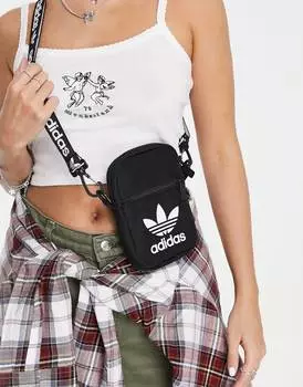 Черная сумка через плечо с трилистником adidas Originals