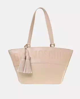 Черная сумка через плечо с застежкой-молнией Love Moschino, бежевый