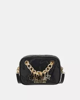 Черная сумка через плечо с застежкой-молнией и цепочкой Versace Jeans Couture, черный