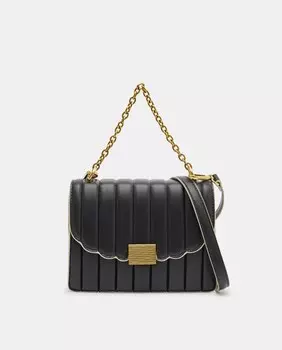 Черная сумка через плечо со складками и дополнительной цепочкой LT, черный