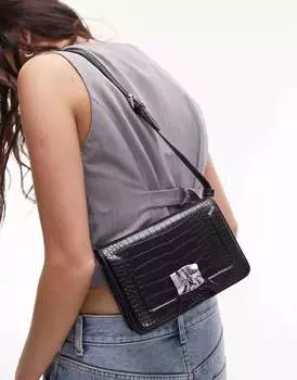 Черная сумка через плечо Topshop Carmen с расплавленными деталями