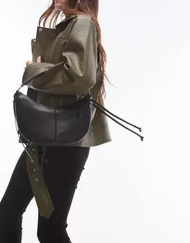 Черная сумка через плечо Topshop – Stacey – с цепочкой на ручке