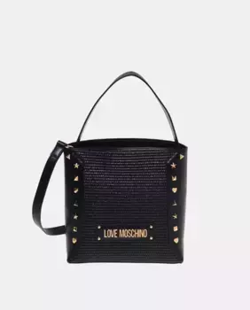 Черная сумка из рафии со съемным плечевым ремнем Love Moschino, чёрный