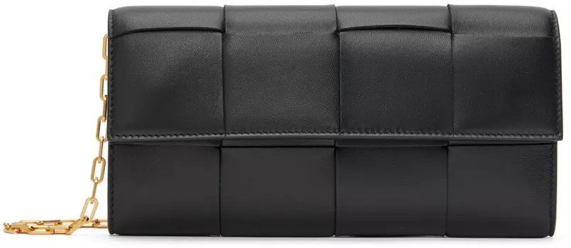 Черная сумка-кассета Bottega Veneta, цвет Black/Gold
