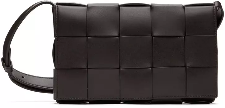 Черная сумка-кассета Intreccio среднего размера Bottega Veneta