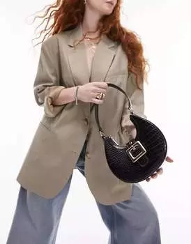 Черная сумка на плечо с пряжкой и овальной пряжкой Topshop Suki