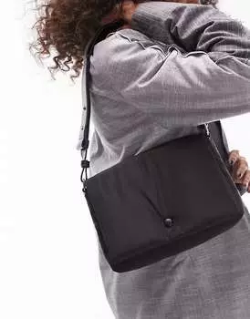 Черная сумка на плечо с пышными пуговицами Topshop Sheena