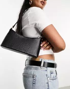 Черная сумка на плечо в стиле змеиной кожи ASOS DESIGN 90-х годов