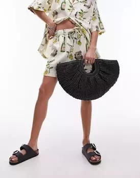 Черная сумка с эффектом соломки Topshop Gilmour