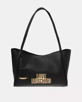 Черная сумка с двойной ручкой и магнитной застежкой Love Moschino