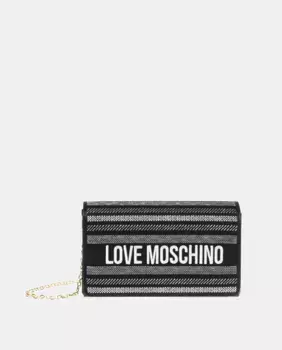 Черная сумка с клапаном и цепочным ремнем через плечо Love Moschino, черный