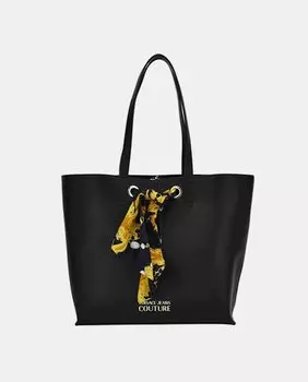 Черная сумка с шарфом и молнией Versace Jeans Couture, черный