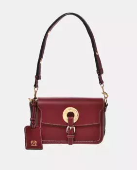 Черная сумка с золотой круглой деталью Love Moschino, бордовый