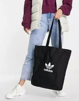 Черная сумка-шопер с трилистником adidas Originals