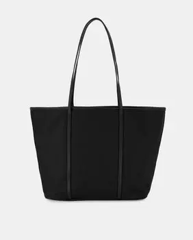 Черная сумка-шоппер с металлическим логотипом Tintoretto, черный