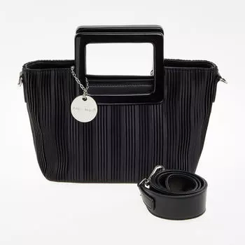 Черная сумка со складками на верхней ручке и съемным ремешком Alex Max