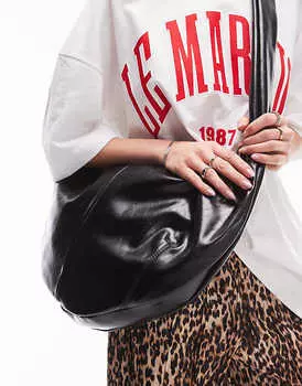 Черная сумка-тоут через плечо Topshop Teja Scoop