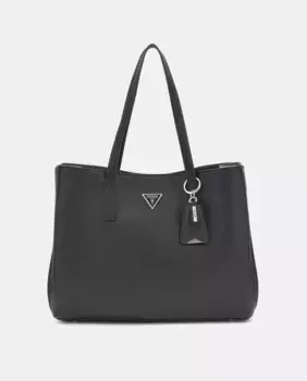 Черная сумка-тоут Meridian с фирменной аппликацией Guess