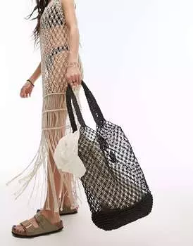 Черная сумка-тоут Topshop Jade, связанная крючком