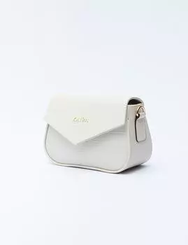 Черная сумка в форме конверта с узором под крокодила Кремового цвета Kayra