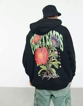 Черная супер-оверсайз-худи с фотографическим принтом на спине и на груди ASOS DESIGN