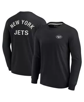Черная супермягкая футболка с длинным рукавом для мужчин и женщин New York Jets Fanatics Signature
