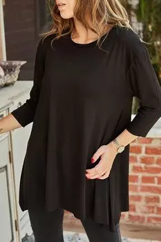 Черная свободная блузка из вискозы 9YXK2-41582-02 XHAN