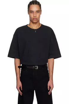 Черная свободная футболка с коротким рукавом LEMAIRE