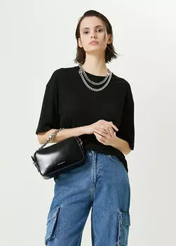 Черная свободная футболка с круглым вырезом Academia