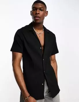Черная свободная рубашка в рубчик ASOS DESIGN