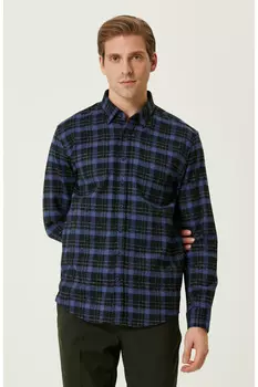 Черная темно-синяя рубашка с рисунком в клетку Network, черный