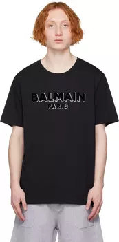 Черная текстурированная футболка Balmain