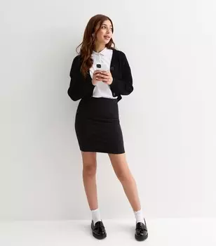 Черная текстурированная школьная юбка-труба для девочек New Look, черный