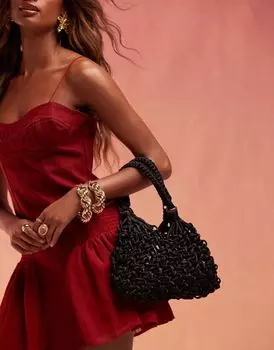 Черная тканая сумка с узловатой ручкой ASOS DESIGN