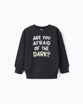 Черная толстовка для мальчика с начесом внутри Zippy, черный